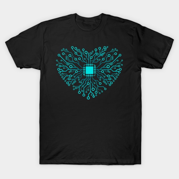 Computer Core Processor CPU  Heart BLUE T-Shirt by SinBle